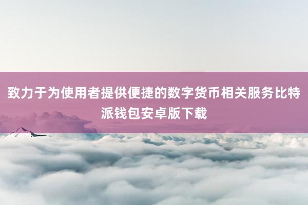 致力于为使用者提供便捷的数字货币相关服务比特派钱包安卓版下载