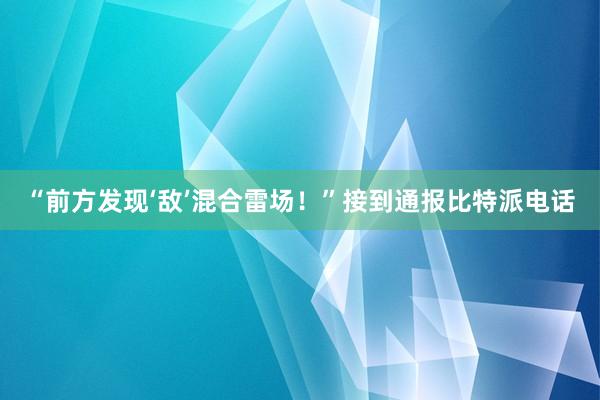 “前方发现‘敌’混合雷场！”接到通报比特派电话