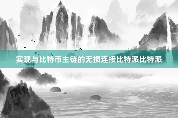 实现与比特币主链的无损连接比特派比特派