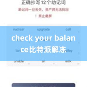 check your balance比特派解冻