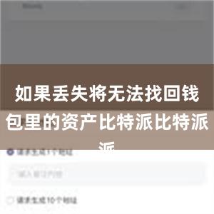 如果丢失将无法找回钱包里的资产比特派比特派